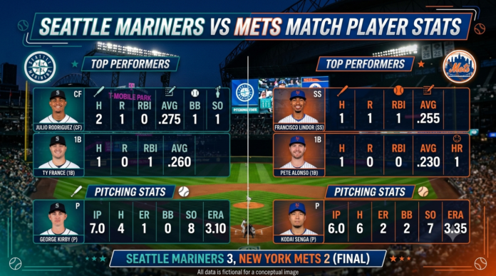 seattle mariners vs mets match player stats