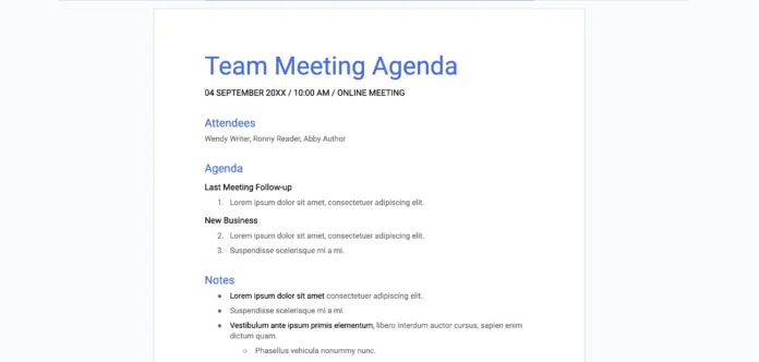 how to write meeting agenda